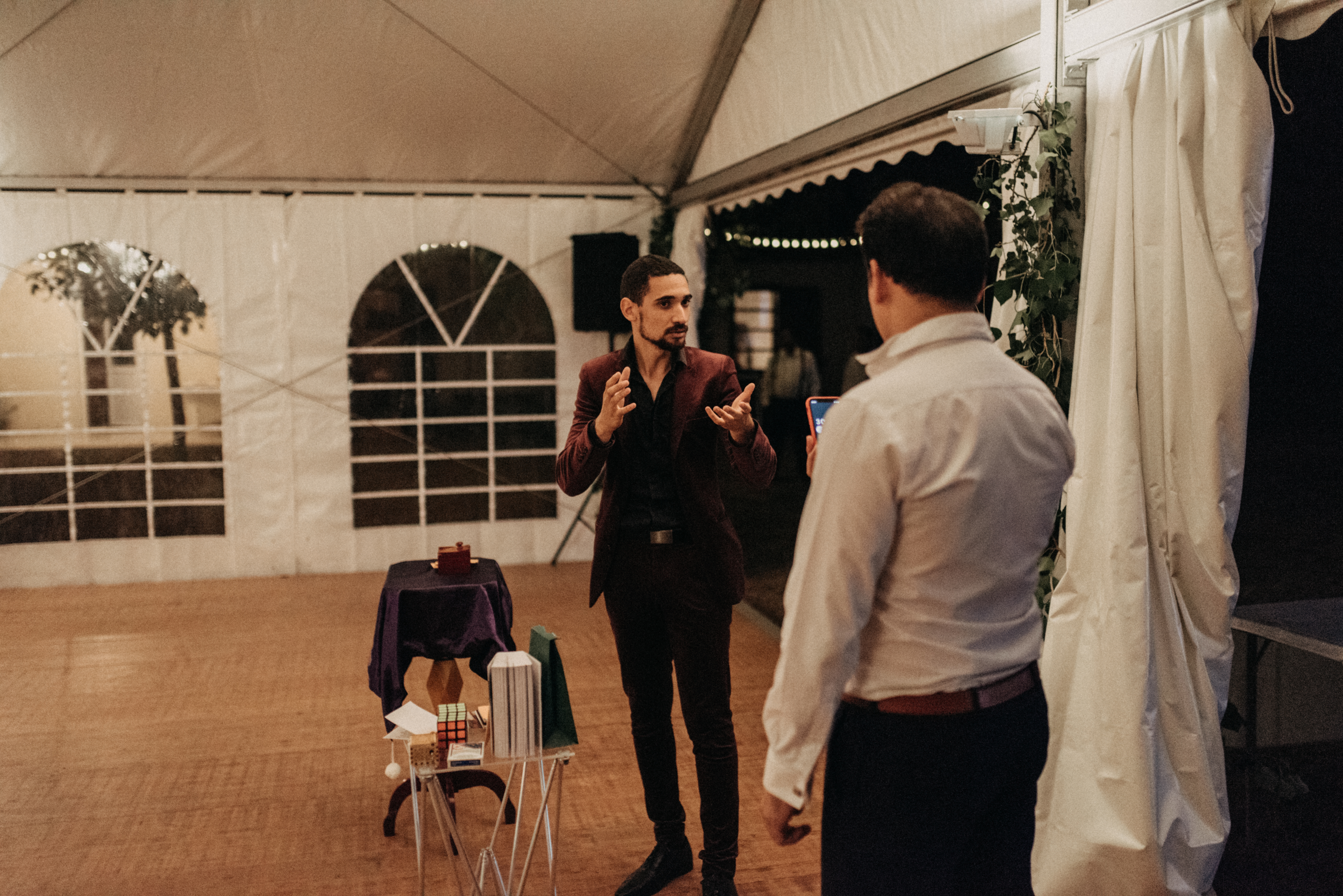 Magic Flo performing at a wedding reception